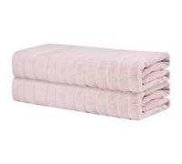 Uxcell Striped 2-Piece Cotton Bath Towels, Quick Dry and Lightweight Absorbent Towels for Bathroom Pink 70cm x 140cm