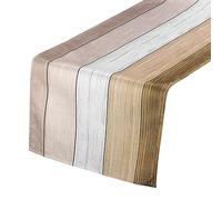 uxcell Table Runner 72" x 13", Retro Cotton Linen Table Runner, Light Brown & Grey