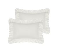 uxcell Triple Ruffle Pillowcases, Set of 2 Pillow Covers, Bedding Pillow Shams with Envelope Closure White Queen (51x76cm)