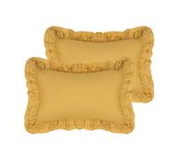 uxcell Triple Ruffle Pillowcases, Set of 2 Pillow Covers, Bedding Pillow Shams with Envelope Closure Yellow Queen (51x76cm)