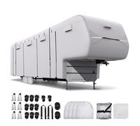 uxcell Waterproof 5th Wheel RV Cover for 33'-37' Campers & Motorhomes | Windproof Anti-UV All-Season Protection with 4 Tire Covers & 6 Gutter Protectors Silver Tone