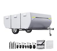 uxcell Waterproof Pop-up Camper Trailer Cover 10'-12' RV Cover Silver Tone