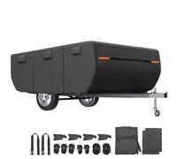 uxcell Waterproof Pop-up Camper Trailer Cover Fits 10'-12' RV Cover Black