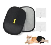 UxClishe 2pcs Pet Grooming Gloves, Hands on Pet Static Hair Removal Gloves with 2 Hooks Self-adhesive, Cat Dog Washing Gloves, Reusable Dog and Cat Hair Removal Gloves for Washing Deshedding Grooming