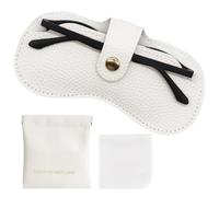 UxClishe Leather Soft Glasses Case, Portable Eyeglass Cases, with Lipstick Pack Cleaning Cloth, Slim Sunglasses Case, Unisex Eye glass Case, Protective Cover for Anti-Scratch (White)