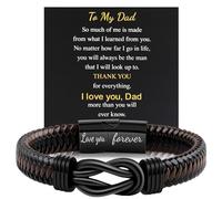 UxClishe Mens Leather Bracelet, Braided Bracelet for Men Dad Husband Son Gifts-To My Dad