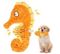 UxClishe Squeaky Interactive Dog Toys, No Stuffing Dog Chew Toy Indestructible Dogs Plush Toys, Seahorse Dog Toy with Crinkle Paper for Small Medium Dogs Playing and Training