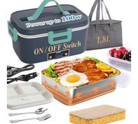 uxeus Heated Lunch Box Electric Hot Food Heats 100w 3 in 1 12/24/110-220v 1.8l Thermal Portable Microwave Pack Stackable for Truck Car Office Travel Cooking Adults Kids Bento Mens Accessories Smart