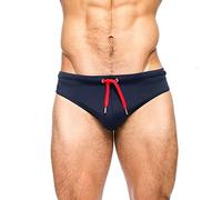 UXH Men's Sport Swimming Briefs Man Swimwear Low-Rise Push-up Sponge pad Swim Shorts, Dark Blue, Medium