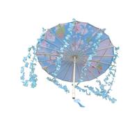 UxicRuya Chinese Classical Dance Oiled Paper Umbrella Traditional Umbrella with Wooden Handle Suitable for Parties and Photography, Light Pink and Blue