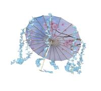UxicRuya Chinese Classical Dance Oiled Paper Umbrella Traditional Umbrella with Wooden Handle Suitable for Parties and Photography, Pink and Blue