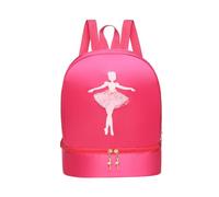 UxicRuya Elegant Ballet Dance Backpack for Girls with Shoe Storage, Rose Red A
