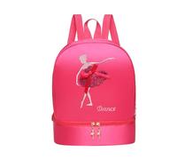 UxicRuya Elegant Ballet Dance Backpack for Girls with Shoe Storage, Rose Red B