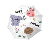 UxicRuya Folding Umbrella Portable Four-Folding Foldable Lightweight Sun Rain Umbrella, Happy Animal