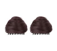 UxicRuya Space Buns Hairpiece Clip Non-Slip Messy Fake Hair Bun for Cosplay Events Dance Performance Party, Dark Brown