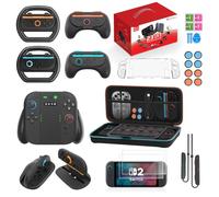 Uxilep 23 IN 1 Switch 2 Accessories Bundle for Nintendo Switch 2 (2025): Carrying Case,Joycons 2 Charging Grip,HD Screen Protector,Grips for Joycons Controller,FPS Mouse Grip,Steering Wheel for Mario