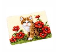 UXIYI Latch Hook Kits for Adults,Pre-Printed Canvas DIY Rug Making Kit Crochet Yarn Kits for Beginners,Crafts Carpet for Home Decoration Festival Gift,Cat,20.5''x15''