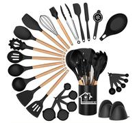 Silicone Kitchen Utensils Set, 28pcs Kitchen Silicone Utensils Set, Kitchen Accessories for Nonstick Heat Resistant Utensil Set, Kitchen Tools & Gadgets, Black