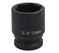 Uxney 3/4" Drive 34mm Impact Socket，6-Point Chrome Molybdenum Steel, for Heavy-Duty Truck and Automotive Repair, Metric