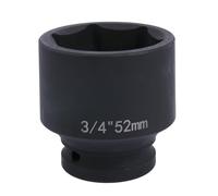 Uxney 3/4" Drive 52mm Impact Socket，6-Point Chrome Molybdenum Steel, for Heavy-Duty Truck and Automotive Repair, Metric
