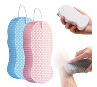UXONSNUKU Magic Exfoliating Bath Sponge, Magic Exfoliating Body Scrubber Skin Friendly & Reusable for Adults Women and Men(Blue+Pink)