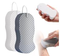 UXONSNUKU Magic Exfoliating Bath Sponge, Magic Exfoliating Body Scrubber Skin Friendly & Reusable for Adults Women and Men(White+Grey)