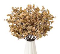 UXORSN 10PCS Babys Breath Artificial Flowers Fake Gypsophila Bouquets Silk Dried Flower Stems Branches UV Resistant Faux Plants Decor for Floral Arrangement Wedding Party Home Office Table, Brown