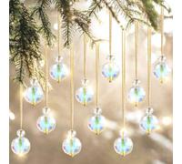 UXORSN 12PCS Christmas Tree Decorations Crystal Ball Hanging Ornaments 22mm Glass Christmas Baubles Rainbow Prism Balls Suncatcher Xmas Tree Multicolor Pendants for Xmas Party Wedding Home Decor