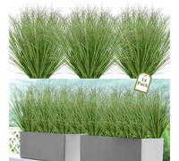 UXORSN 14 Bundles Artificial Plants Outdoor Green Fake Wheat Grass Bushes | 20 Inch Artificial Grass Plants, UV Resistant, Greenery Stems, Faux Shrubs for Indoor Outdoor Garden Window Office Decor