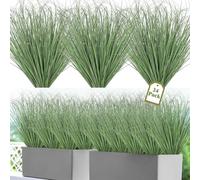 UXORSN 24 Bundles Artificial Plants Outdoor Fake Grass Bushes 20 Inch Artificial Wheat Grass UV Resistant Greenery Stems Faux Shrubs Plant for Indoor Outdoor Garden Window Office Decor, Light Green