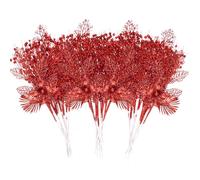 UXORSN 28 Pack Red Christmas Tree Decorations Artificial Glitter Berry Flowers Stems Branches Christmas Foliage Picks Xmas Tree Ornaments Floral Twig Sticks for Vase Holiday Wedding Party Decor