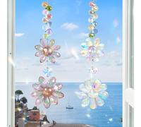 UXORSN 2Pcs Crystal Flower Suncatcher Hanging Ornament Rainbow Maker Sun Catchers for Windows Hanging Prism Light Catcher Multicolor Crystal Pendants for Indoor Outdoor Patio Garden Decor Gifts