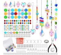 UXORSN 460PCS DIY Suncatcher Making Kits Arts and Crafts for Adults Crystal Sun Catcher Colorful Beads Chains Pendants Rainbow Maker Hanging Prism for Windows Indoor Outdoor Garden Party Decor