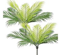 UXORSN 4Pcs Artificial Palm Leaves Tropical Bushes Faux Green Foliage Summer Decor Fake Areca Plants 50 cm Tall Palm Tree Leaf with Stems Jungle Greenery for Indoor Outdoor Home Wedding Party Table