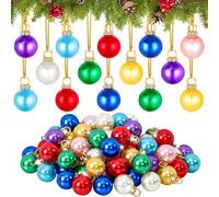 UXORSN 72PCS Mini Christmas Balls Ornaments Multicoloured Christmas Tree Baubles 15mm Shatterproof Small Glitter Ball Xmas Tree Decorations Hanging Pendant for Xmas Gifts Holiday Party Decor