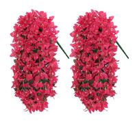 UXORSN Artificial Hanging Flowers Plants Outdoor 2PCS Silk Bougainvillea Fake Flowers UV-Resistant Faux Trailing Vines Plant for Front Door Planter Balcony Garden Decoration, Rose Red
