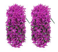 UXORSN Artificial Hanging Flowers Plants Outdoor 2PCS Silk Bougainvillea Fake Flowers UV-Resistant Faux Trailing Vines Plant for Front Door Planter Balcony Garden Decoration, Purple