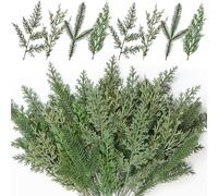 UXORSN Christmas Norfolk Pine Branches 40 Pieces Artificial Pine Needles Faux Evergreen Leaves Stems Christmas Tree Picks Fake Greenery Twig Sticks for Xmas Vase DIY Craft Wreath Home Decorations