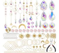 UXORSN Crystal Suncatchers Kits 200 Pcs DIY Sun Catchers Making Kits for Adult Crafts Chain Pendants Crystals Hanging Ornament Rainbow Maker Prism for Windows Room Garden Party Wedding Decor, Gold