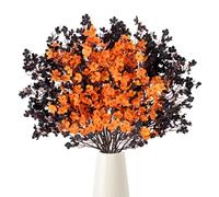 UXORSN Halloween Artificial Flowers 10 Bundle Baby's Breath Fake Flower Real Touch Silk Gypsophila Bouquets Black Orange Faux Flowers Floral Arrangement for Vase Table Party Fall Halloween Decoration