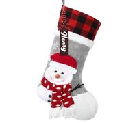 UXORSN Personalized Christmas Stockings 18 Inch Large Xmas Stockings with Cartoon 3D Snowman Embroidered Hanging Christmas Decorations Candy Gift Bag Socks for Holiday Party Fireplace Xmas Tree Decor