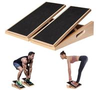 Uxpang Calf Stretcher Slant Board/Squat Wedge - Newly Designed 2 Pcs Set - Great for Stretching Exercise and Squat Workout - Made of Wood and Stainless Steel Hinges, 5 Adjustable Angle, Non-slip