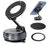 UXQBNRD Upgrade Vacuum Magnetic Car Phone Holder with 100LBS Ultra Suction & 360° Dual Axis Adjustment for MagSafe iPhones 16/15/14/13 & Android - Perfect for Car Dashboard, Gym, or Mirror Mounting