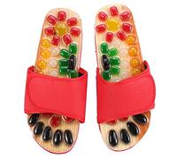 Uxsiya Acupuncture Massage Slippers - Blood Activating Foot Relaxation Massager With Pebble Stone Sandals for Blood Circulation & Pain Relief Plantar Fasciitis (39-Red)