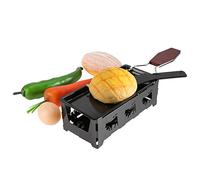 Uxsiya Raclette Grills Carbon Steel Candlelight Cheese Raclette Non Toxic Black with Wood Handle Convenient to Use and Clean for Melt Cheese Eggs Party and Indoor Use
