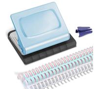 Uxsjakjsd 10 Hole Punch Binding Machine for Planners, 10 Multi-Color Binder Rings Included, 30 Holes on A4& 20 A5 Blue