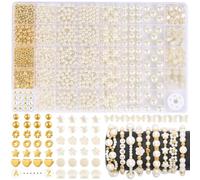Uxsjakjsd 1860pcs Beads Bracelet Making Kit, 5 Sizes Round White Pearl Beads,Assorted Bead for Jewelry Making, DIY Art Crafts