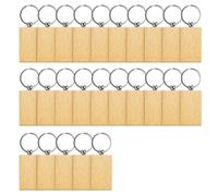 Uxsjakjsd 25Pcs Wooden Keychain Blanks Wood Keychain, Unfinished Blank Keychains Bulk, Personalized Engraving Blanks Keychains