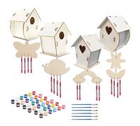 Uxsjakjsd 4 Pack Bird House Wooden Arts and Crafts for Kid to Build and Paint for Children