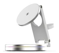 Uxsjakjsd Aluminum Alloy Magnetic 30W Wireless Charger Fast Charging 360° Rotating for Phone Earbuds& White